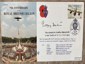 Vice Admiral Sir Geoffrey Dalton KCB signed 1996 75th ann Royal British Legion cover. Flown by