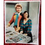 Dr Who Colin Baker signed 10 x 8 inch colour photocopied page dedicated. Good condition. All