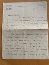 Great War ace aviation pioneer Pilot Dudley Travers handwritten letter 1936 from Cairo regarding his