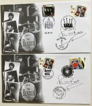 The Beatles Pete Best signed on two Internetstamps 2007 Beatles FDCs signed stamps and special