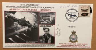 WW2 signed 617 sqn attack on Limoges Aircraft factory cover signed by raid veterans John Bell and