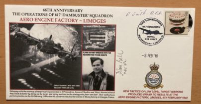 WW2 signed 617 sqn attack on Limoges Aircraft factory cover signed by raid veterans John Bell and