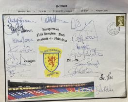 Football Scotland 1994 International Squad signed Scotland V Netherlands display. Cover signed by 15