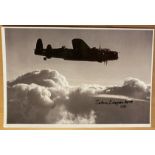 WW2 F/O John Cooper AFM 101 sqn signed 6 x 4 inch Lancaster in flight picture. Bomber Command