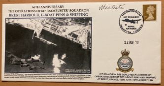 WW2 signed 617 sqn attack on U-Boat Pens Brest Harbour cover signed by raid veteran Alec Bates