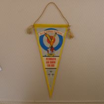 A vintage Royal Air Force Association triangular hanging pennant for Plymouth Air Show The Hoe circa