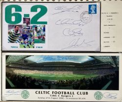 Football Celtic v Rangers 2000 Old Firm Match signed cover and Stadium picture. Celtic won 6:2 and