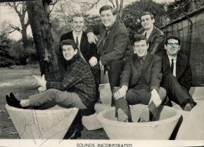 Sounds Incorporated multi signed 8x6 inch black and white promo photo includes all six original band