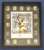Pele 34x28 mounted and framed signature piece superb display includes signed 16x12 colourised