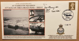 WW2 signed 617 sqn attack on U-Boat Pens Brest cover signed by raid veteran Donald Cheney DFC 2010