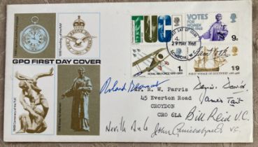 WW2 heroes multiple signed 1968 Anniversaries FDC. Autographs of Roland Beamont, Neville Duke,