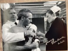 The Mackintosh Man movie Paul Newman scene 8x10 photo signed by Jenny Runacre. Good condition. All