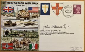 John Kenneally VC signed 50th ann WW2 End of the War in North Africa cover. JS50/43/4. Good