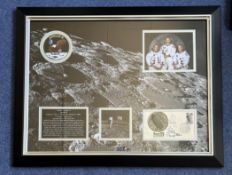 NASA Apollo 11 27x23 inches mounted signature display includes Neil Armstrong, Buzz Aldrin and