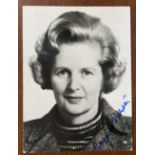 Margaret Thatcher former Prime Minister signed small young 4 x 3 inch portrait photo, couple of