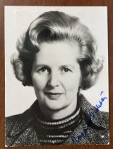Margaret Thatcher former Prime Minister signed small young 4 x 3 inch portrait photo, couple of