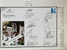 Celtic SPL champions 2008 Three in a Row multiple signed cover. 14 Celtic player autographs