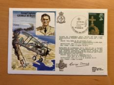 WW2 fighter ace George Burgess DFC signed on his own Historic Aviators cover. Good condition. All