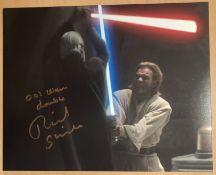 Star Wars Oni Wan body double Richard Stride signed 10 x 8 inch colour fight scene photo. Good