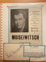 Pianist Benno Moiseiwitsch signed autograph album page set on A4 page with 1947 Glasgow Recital