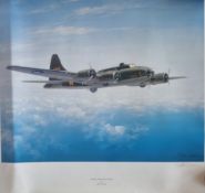 WW2 Colour Print Titled Memphis Belle heads for home by John Young. Signed by John Young. Limited