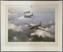 WWII Wg Cdr Bill Townsend Signed Wellington Colour Print by Robert Taylor. Signed in pencil. Print