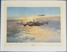 WWII Colour Print Titled Cloud Companions by Robert Taylor. Limited 1211 of 1250. Multi Signed by