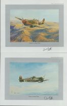 WW2. Pilot From 238 Squadron RAF Signed on Four 10 x 8 inch Colour Robert Taylor Prints. Good