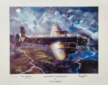 WW2 Colour Print Titled Dangerous Moonlight by Doug Littlejohn. Limited 54 of 500. Signed in Pen