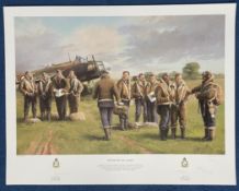 Sqn Ldr P Ward-Hunt and Sqn Ldr AK Cook Signed Trevor Lay Colour Print Titled Were Off On A Raid.