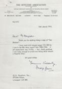 WW2. Major-General Mervyn Janes CB MBE Signed Typed Letter Dated 14th March 1975 on The Officers