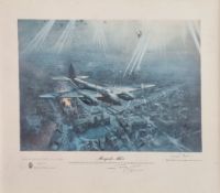 WW2 Colour Print Titled Mosquito MK VI Leonard Cheshire dropping markers on Gestapo Headquarters