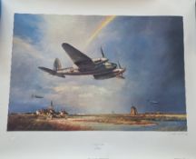WW2 Colour Print Titled Low Flying Mosquito by John Young. Limited 675 of 950 Signed in Pencil by