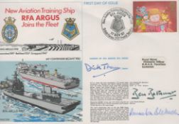 Captain Dick Thom, Vice Admiral Sir Benjamin Bathurst and Lady Pamela Bielloch multi signed New