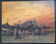 WW2 Colour Print Titled The Last Halifax From the Original Oil Painting by Terence Cuneo R.G.I