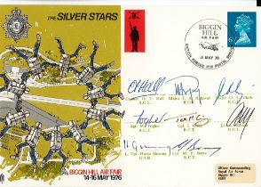 8 Signed The Silver Stars- Biggin Hill Air Fair 1976 FDC. British Stamp with 15 May 76 Postmark.