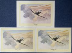 WWII 3 x Signed Barry Weekley Colour Prints Titled P./O. H R Dizzy Allen 23 of 500 Two Signed by The