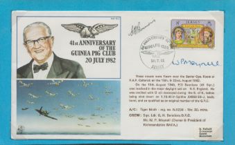 WW2 Battle of Britain. Sqn Ldr Ben Bennions DFC and WP Meynell Signed 41st Anniversary of the Guinea