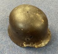 WW2 German Helmet appears to be M42 Type with no liner, some extra holes including a large one at