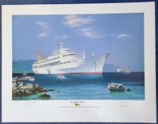 Canberra print approx 28x18 signed in pencil by the artist Colin Verity and Captain David Hannah