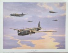WW2 Colour Print Titled Wellingtons MK 1c Summer 1941 by Barry Price. Measures 17x14 inches appx.