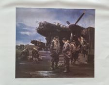 WW2 Colour Print Titled Minions of the Moon by Michael Turner. Measures 21x17 inches appx. Good