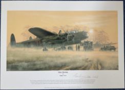 WWII F/O George Dunn DFC signed Misty Morning 20x14 inch print by the artist Philip E. West. Good