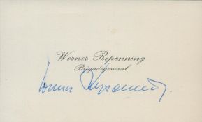 Werner Repenning signed 3x4 card. Good condition. All autographs come with a Certificate of