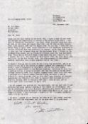 WW2. Sqn Ldr Peter Brothers Typed Letter signed and dated 4th November 1990. content reveals brief