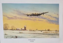 WW2 Colour Print Titled Breaking The Silence Lancaster By Keith Aspinall. Measures 16x12 inches