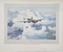 WW2 Colour Print Titled Halifax by Robert Taylor. Signed by Air Vice Marshal Donald Bennett, CB, C.