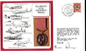 Flt Lt A.M. Page Signed The Award of the Air Force Medal FDC. Jersey Stamp with 1 Sept 87