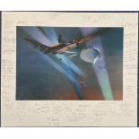WWII Multi-Signed Limited Edition Print Titled Lancaster Bale Out by Frank Wooton, Published by