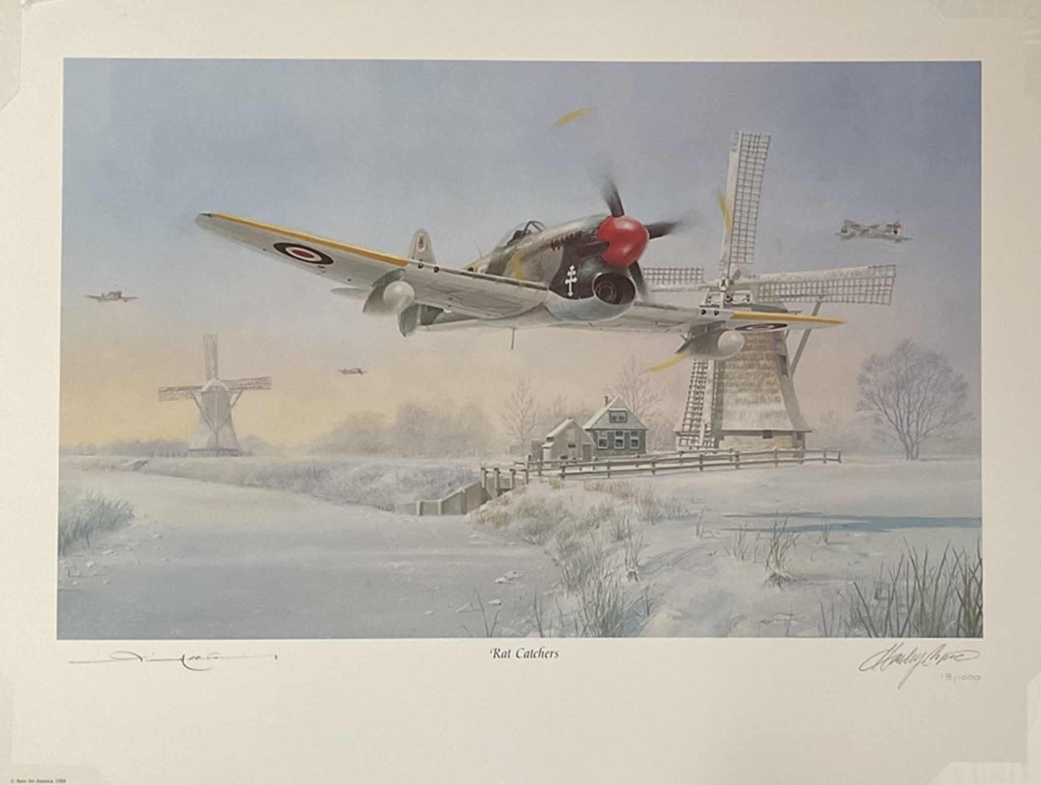 WWII. Harley Copic Colour Print Titled Rat Catchers 18 of 1000 Signed in pencil by The Artist and